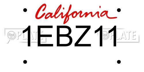 1EBZ11 California License Plate
