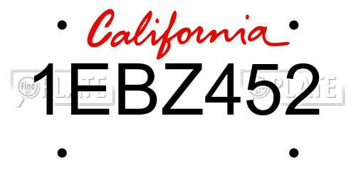 1EBZ452 California License Plate