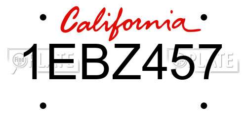1EBZ457 California License Plate