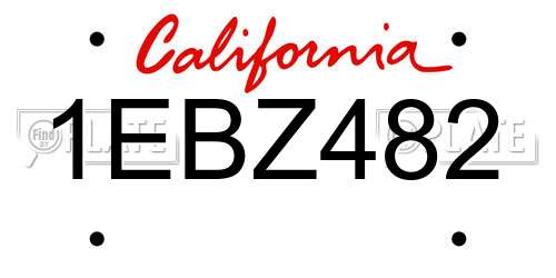 1EBZ482 California License Plate
