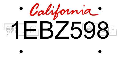 1EBZ598 California License Plate