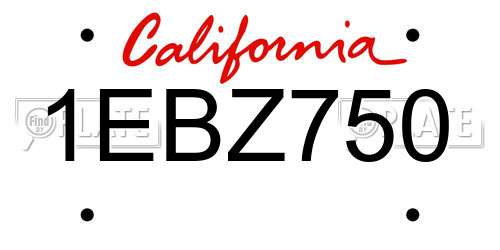 1EBZ750 California License Plate