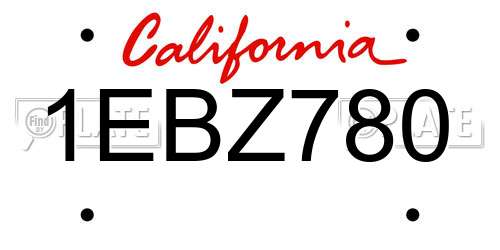 1EBZ780 California License Plate