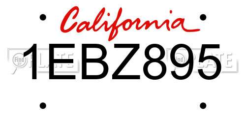 1EBZ895 California License Plate