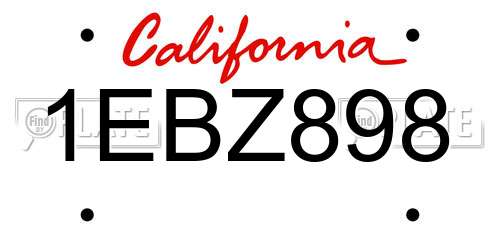 1EBZ898 California License Plate