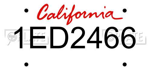 1ED2466 California License Plate