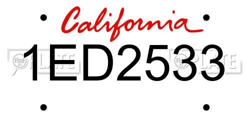 1ED2533 California License Plate