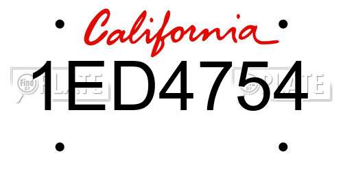 1ED4754 California License Plate