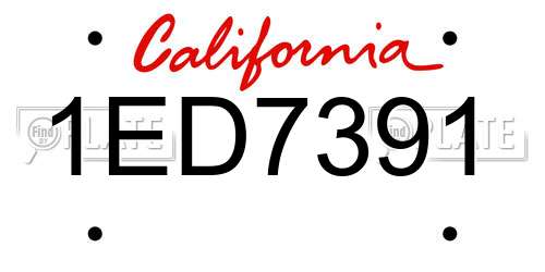 1ED7391 California License Plate