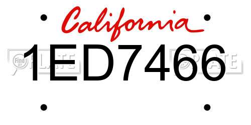 1ED7466 California License Plate