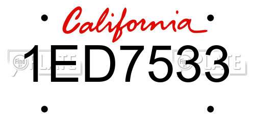 1ED7533 California License Plate