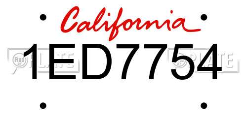 1ED7754 California License Plate
