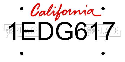 1EDG617 California License Plate
