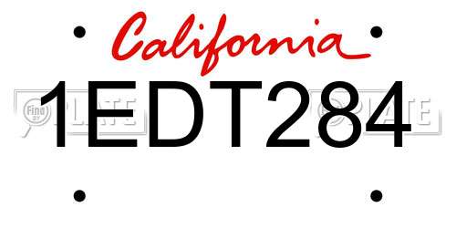 1EDT284 California License Plate
