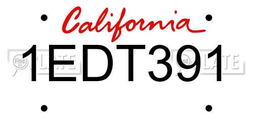 1EDT391 California License Plate