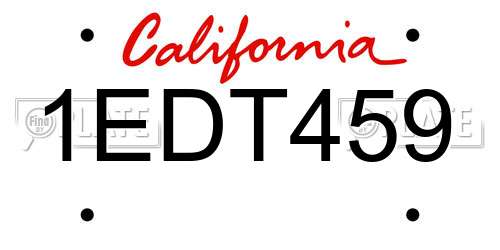 1EDT459 California License Plate