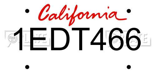1EDT466 California License Plate