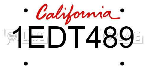 1EDT489 California License Plate