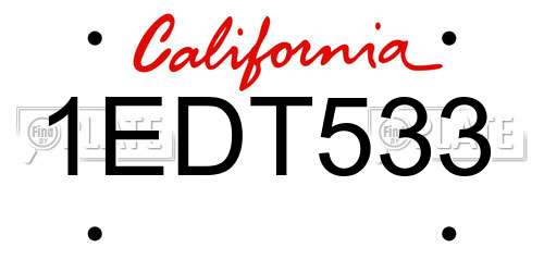 1EDT533 California License Plate