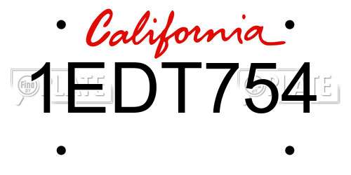 1EDT754 California License Plate