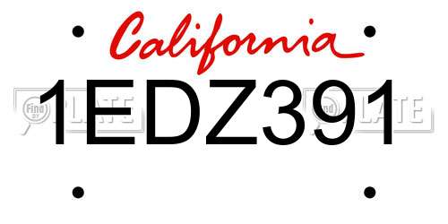 1EDZ391 California License Plate
