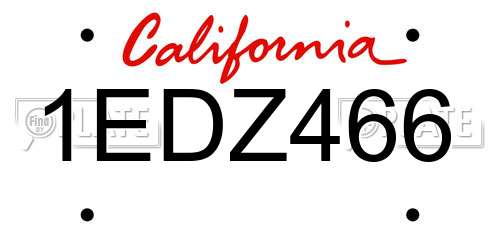 1EDZ466 California License Plate