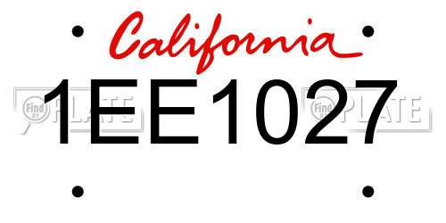 1EE1027 California License Plate