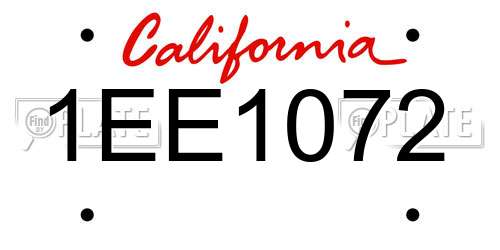 1EE1072 California License Plate