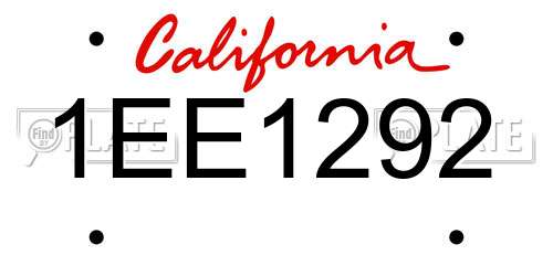 1EE1292 California License Plate