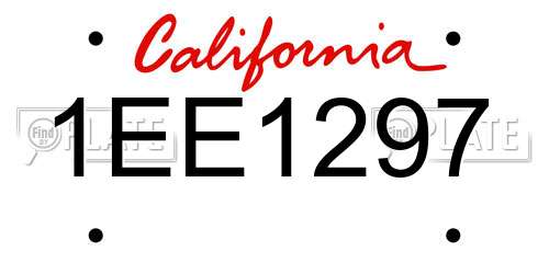 1EE1297 California License Plate