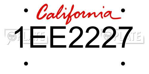 1EE2227 California License Plate