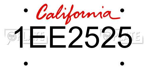 1EE2525 California License Plate