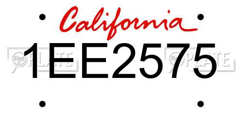 1EE2575 California License Plate