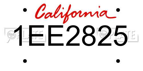 1EE2825 California License Plate