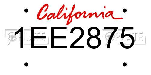 1EE2875 California License Plate