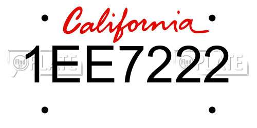 1EE7222 California License Plate