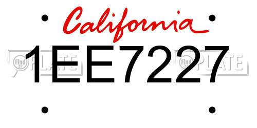1EE7227 California License Plate