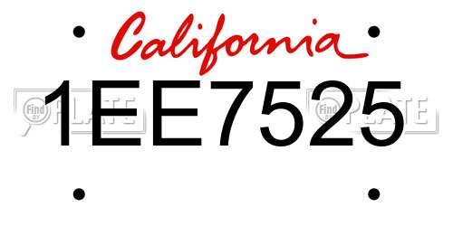 1EE7525 California License Plate