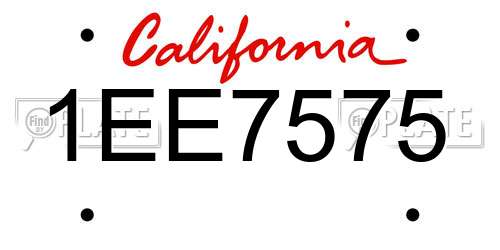 1EE7575 California License Plate