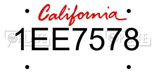 1EE7578 California License Plate