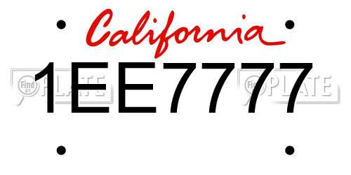1EE7777 California License Plate