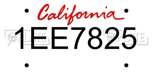 1EE7825 California License Plate
