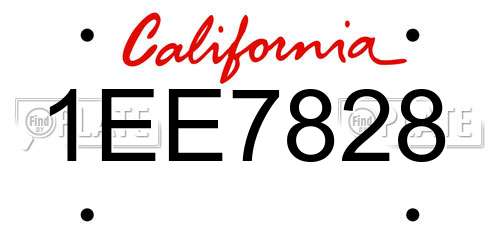 1EE7828 California License Plate
