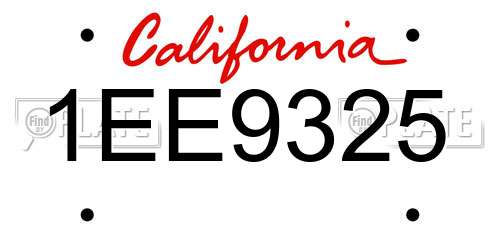 1EE9325 California License Plate