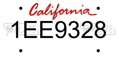 1EE9328 California License Plate