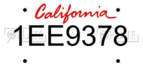 1EE9378 California License Plate