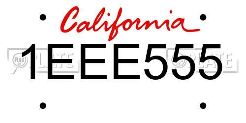 1EEE555 California License Plate