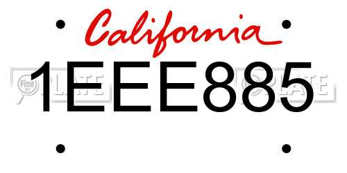 1EEE885 California License Plate