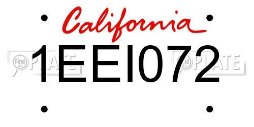 1EEI072 California License Plate