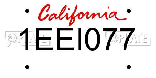 1EEI077 California License Plate